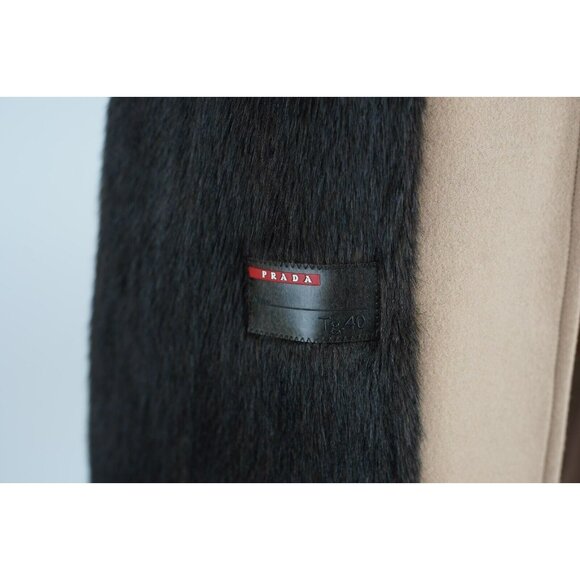 Prada Women's Long Wool Hooded Inner Faux Fur Coat SZ 40 Tan Brown $3,995 - Picture 12 of 12